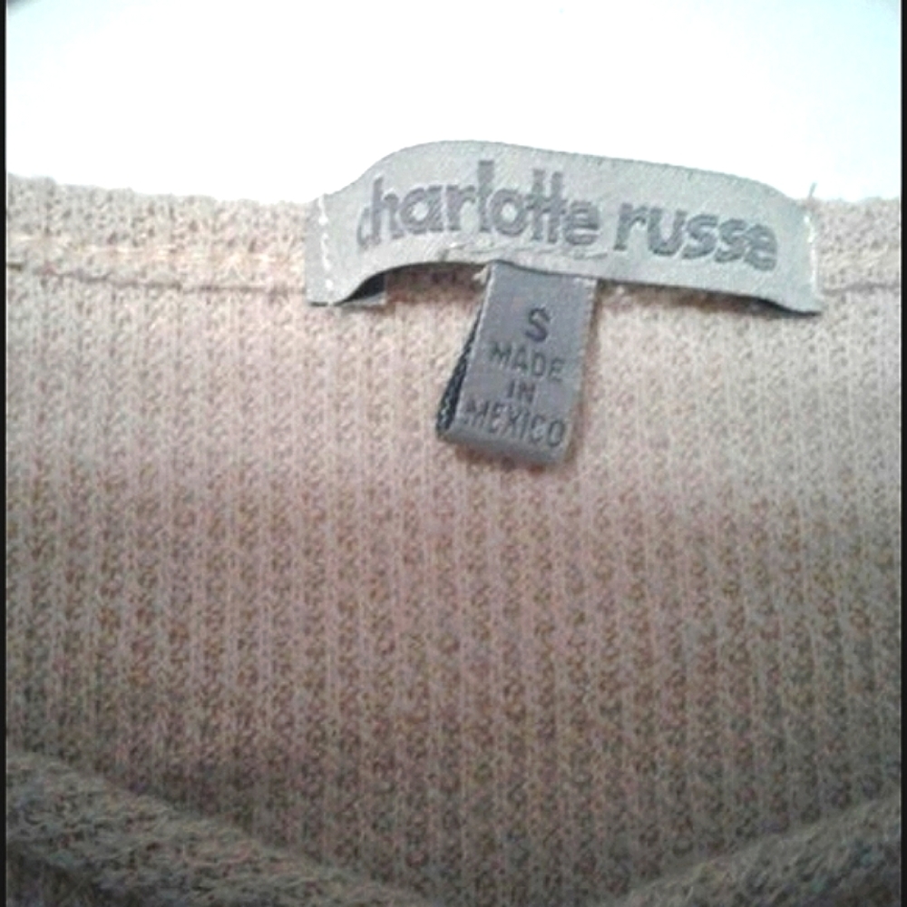 Charlotte Russe Fairy Blush Pink  Long Sleeves Laced Hem Cropped Knit Top S - Picture 6 of 6